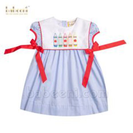 crayons-embroidery-blue-pique-girl-dress-dr-3092